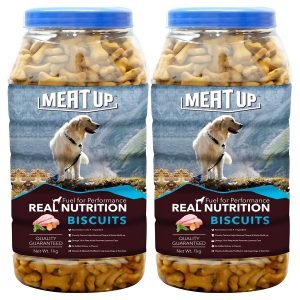 Meat Up Chicken Flavour Real Chicken Biscuit For All Life Stages Dog, 1kg (Buy 1 Get 1 Free)
